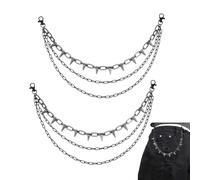 UNICRAFTALE About 2Pcs Punk Pants Trousers Chains Layered Wallet Goth Jean Chains Black Spike Rivet Tassel Necklaces Hip Hop Rock Pocket Necklaces Accessories for Women and Men 48.3cm