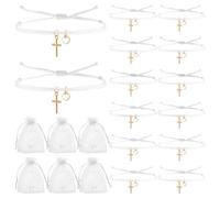UNICRAFTALE about 30 Sets Favors Cross Heart Bracelet Nylon Cord Bracelet Bulk with Organza Gift Bags Adjustable Bracelets Wiht Gold Cross Charm Christian Gifts for Church Wedding