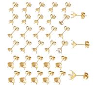 UNICRAFTALE about 36pcs Real 18K Gold Stud Earring Stainless Steel 4 Claw Prong Earring Settings Stud Earrings Blank Components with Ear Nuts Rhinestone Stud Earrings for DIY Earring Jewelry Making