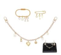 UNICRAFTALE About 3Pcs 14.7 Inch Gold Bag Charms Set Purse Chain Strap Replacement Heart Charm with Brooches and Carabiner Clasps Purse Handle Extender Decorative Bag Chains for Handbag Shoulder Bag