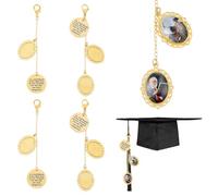 UNICRAFTALE About 4 Sets 2 Styles Oval Graduation Cap Pendant Decoration with Cabochons Golden Graduation Cap Tassel Charm Personalized Graduation Cap Photo Charm Memorial Graduation Tassel Gifts