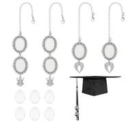 UNICRAFTALE About 4 Sets 2 Styles Oval Graduation Cap Pendant Decoration with Glass Cabochons Personalized Graduation Cap Photo Charm with Angel Pendant Memorial Graduation Tassel Gifts