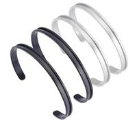 UNICRAFTALE About 4Pcs 2 Colors Black Stainless Steel Grooved Cuff Bangles C-Shaped Blank Cuff Bangles Sets Open Blank Bracelet Hair Tie Bracelet for DIY Inlay Clay Rhinestone Pave Bangle Making