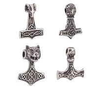 UNICRAFTALE about 4pcs Antique Silver Viking Thor's Hammer Pendants 37~43mm 3 Styles Vintage Norse Mjolnir Amulet Pendant Viking Knot Charms for Jewelry Making