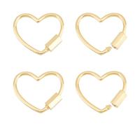 UNICRAFTALE About 4Pcs Brass Screw Carabiner Golden Heart Lock Clasp Real 18K Gold Plated Hollow Hoop Core Metal Keychain 21.5mm Long for Jewelry Making Handbag Accessories