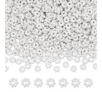 UNICRAFTALE About 500Pcs Silver Daisy Spacer Beads Round Daisy Metal Spacers with 1mm Hole Tibetan Style Alloy Flower Beads for Jewelry Making Bracelet Necklace DIY Crafts 4x1.5mm