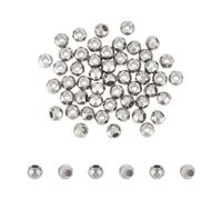 UNICRAFTALE About 50pcs Lanyard Beads 3mm Round Pattern Spacer Beads 304 Stainless Steel Loose Beads Metal Small Hole Faceted Soccer Bead Finding for DIY Bracelet Necklace Jewelry Making