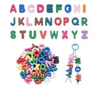 UNICRAFTALE About 52Pcs 26 Styles Large Acrylic Alphabet Beads Colorful European Letters A-Z Spacer Slide Beads Blocks for Preschool Educational Learning Crafts Projects