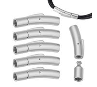 UNICRAFTALE About 6 Sets Bayonet Clasp 304 Stainless Steel Bayonet Necklace Clasps with Push Button Column Clasp 4mm Hole Cord Column Leather Cord Push End Cap Snap for Jewelry Making