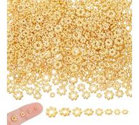 UNICRAFTALE About 600Pcs 4 Styles Golden Flower Beads Spacer 3-6mm Loose Beads Metal Connector Bead Small Metal Bead 0.8-1.6mm Hole for DIY Bracelet Necklace Jewelry Making
