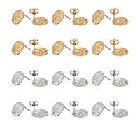 UNICRAFTALE about 60Pcs 2 Colors Flat Round Earring Posts 30 Pairs Stainless Steel Stud Earring with Earring Backs Metal Earring Post Textured Round Earring Stud Finding for Jewelry Making Accessories