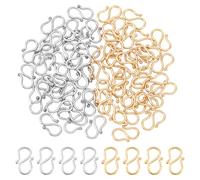 UNICRAFTALE About 60Pcs 2 Colors S-Hook Clasps 304 Stainless Steel Necklace Clasp Connectors Metal S Hooks Clasps for Necklace Bracelet Jewelry Making and DIY Crafts 12mm Long