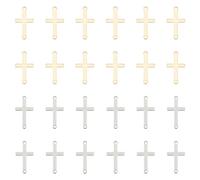 UNICRAFTALE about 60Pcs 2 Colors Stainless Steel Cross Connector Charms Links Easter Theme Crucifix Cross Charms Double Hole Sideways Cross Links Pendants for Bracelet Necklace Jewelry Making 23mm
