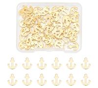 UNICRAFTALE about 60Pcs Real 18K Gold Plated Anchor Charms Stainless Steel Nautical Charms Anchor Ship Sign Naval Voyager Pendant Metal Sailor Dangle Pendant 12mm Long for Jewelry Making