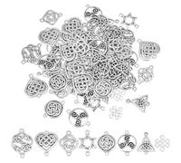 UNICRAFTALE about 64Pcs 8 Styles Celticing Knot Connector Charms Tibetan Antique Silver Trinity Connector Charms Hollow Metal Connector Pendants with 2 Holes for Necklace Bracelet Jewellery Making