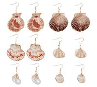 UNICRAFTALE about 6Pairs Beach Summer Sea Shell Earrings Set for Women Boho Tropical Natural Scallop Shell Drop Earrings Hawaii Dangle Earring Vacation Jewelry Gifts for Ladies
