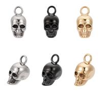 UNICRAFTALE about 6Pcs 3 Colors Skull Charm 304 Stainless Steel Golden Pendants Black Skull Head Charms Skeleton Head Charm Vintage Halloween Charms Retro Metal Charms for Jewelry Making
