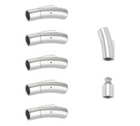 UNICRAFTALE About 6Pcs Bracelet Clasps 304 Stainless Steel Bayonet Clasps Column Leather Cord Clasps Tube Jewelry Clasps with Push Button Necklace Clasps for Jewelry Making 6mm Hole