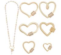 UNICRAFTALE About 6Pcs Gold Heart Screw Carabiner Crystal Heart Lock Clasp Metal Hollow Hoop Core Small Rhinestone Key Chain Hook Clasp Connector for Bracelet Necklace Jewelry Making