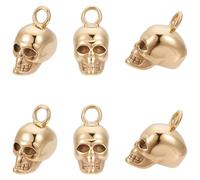 UNICRAFTALE about 6Pcs Skull Charm Golden Skull Head Charms Skeleton Head Charm 304 Stainless Steel Pendants Vintage Halloween Charms Retro Metal Charms Dangle Necklace Charms for Jewelry Making