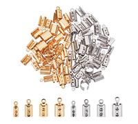 UNICRAFTALE about 80pcs 4 Sizes 2.5/3/4/5.5mm Crimps Ends for Jewelry Making, Golden & Stainless Steel Color Folding Crimp Ends, Fold Over Cord Ends Jewelry Finding Kit for Bracelets