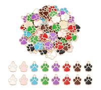 UNICRAFTALE about 80Pcs Paw Print Charms 8 Colors Animal Footprint Charms Alloy Enamel Dog Paw Pendants Antiqued Puppy Prints Charms Diy Necklace Making Charms for Jewelry Making Hole 2mm