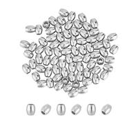 UNICRAFTALE About 80Pcs Stainless Steel Barrel Beads Stainless Steel Loose Beads 2mm Small Hole Round Beads Metal Hollow Ball Beads Parachute Cord Bead Finding for Jewelry Making 5x4mm