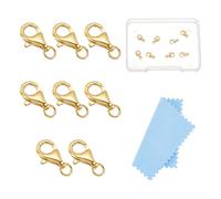 UNICRAFTALE About 8pcs 18K Gold Plated Lobster Claw Clasps Small Jewelry Fastener Hook End Claw Clasp 925 Sterling Silver Clasps Bracelet Connectors for Jewelery Making Necklaces Bracelets 8mm Long