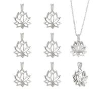 UNICRAFTALE about 8Pcs 26mm Platinum Lotus Flower Charms Brass Bead Cage Pendants Hollow Lotusse Cage Charms Yoga Charm Lotus Pendants Flower Pendant for DIY Necklace Bracelet Jewelry Making