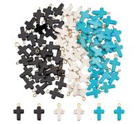 UNICRAFTALE about 90Pcs 3 Colors Cross Charms Turquoise Stone Charms Crucifix Charms Cross Pendants Easter Charms Punk Charms for Jewelry Making Crafting Accessory for Easter Gifts