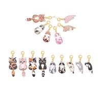 UNICRAFTALE abuot 15Pcs Cat Knitting Stitch Marker Enamel Crochet Stitch Marker Locking Stitches Markers with Removable Lobster Claw Clasps for Weaving Sewing Accessories Quilting Jewelry Making