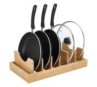 UNICRAFTALE Bamboo Lid Organizers Inside Cabine BurlyWood Bamboo Storage Boxes Adjustable 7 Slot Dividers Holder Rack for Cabinet Pantry Drawer Storage 39.6x20.5x11cm