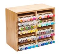 UNICRAFTALE Bamboo Marker Organizer Hold 100+ Markers Pen Holder 9 Tier Pencil Storage Organizers Wooden Desk Storage Organizer Rack for Art Brushes Office Home School 247x138.5x217mm
