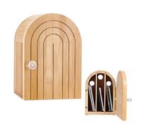 UNICRAFTALE Bamboo Phone Jail 3 Sections Phone Box Hold 6 Phones Burlywood Stand-Up Organizer with Charging Holes for Family Dinner Office Desk Focus Back 181x162x261mm