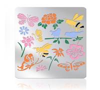 UNICRAFTALE Basic Plant Stencil Metal Stencil for DIY Wood Burning Stainless Steel Spring Template Butterflies Reusable Template for DIY Carving Journaling Drawing Scrapbooking on Fabric Paper 15.6cm