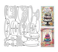 UNICRAFTALE Birthday Cake Cutting Die for Card Making Reusable Carbon Steel Multi-Layer Cake Embossing Stencils Template Die Cut for DIY Scrapbooking Album Craft Decor 21x18cm