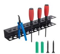 UNICRAFTALE Black Wall Mount Tool Storage Rack Screwdriver Organizer Metal Hammer Holder Pliers Organizer 23 Holes 32x5x4cm for Variety of Small Hand Tools Workshop Shed Garage Home Organization