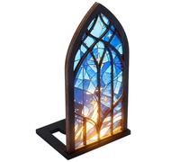 UNICRAFTALE Blue Dragon Book Nook Fantasy Books Insert Stained-Glass Dragon Decor Acrylic Window Shape Bookshelf Book Store Decor Gift for Bookish Collectors Booklovers Reader 12x9x22.8cm