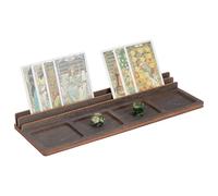 UNICRAFTALE Board Game Card Holder with Tray Wood Tabletop Gaming Card Rail Dark Brown Tarot Gift Tray Display Cards Tarot Witchcraft Holder for Game Card Coin Dice 28x10x2.8cm