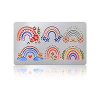 UNICRAFTALE Boho Rainbow Flower Stencil Wood Carving Metal Stencil for Wood Burning Birthday Stencils Stainless Steel Reusable Cake Template for DIY Art Craft Wall Canvas Furniture