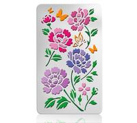 UNICRAFTALE Butterfly Peony Flower Craft Stencil Wood Carving Metal Stencil for Wood Burning Floral Stencils Stainless Steel Reusable Journal Template for DIY Art Craft Wall Canvas Furniture