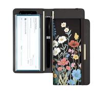 UNICRAFTALE Checkbook Cover for Personal Checkbook Leather Checkbooks Holder 18x10.5cm Flower Duplicate Checks with Pen Holder and Cards Slots for Personal and Business Checks RFID Blocking