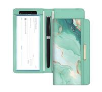 UNICRAFTALE Checkbook Cover for Personal Checkbook Leather Checkbooks Holder 18x10.5cm Marble Pattern Duplicate Checks with Pen Holder and Cards Slots for Personal and Business Checks RFID Blocking