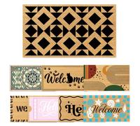 UNICRAFTALE Checkered Easy Door Mat Black and White Welcome Floor Mat Farmhouse Neutral Non Slip Rectangle Entrance Door Rugs Welcome Patio Rug for Front Doors Indoor Outdoor 43X76cm