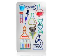 UNICRAFTALE Chemical Elements Metal Stencils Retro Stainless Steel Chemistry Theme Motifs Template Reusable Bookmark Label Stencil for Card Making Scrapbooking 17.7x10.1cm