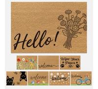 UNICRAFTALE Coir Door Mats Outdoor Welcome Matt Front Door Mat Flower Door Mats for Outside Entry Non-Slip Hello Doormat for Indoor Outdoor Home Bathroom Natural Home Accessories 76x43x1cm