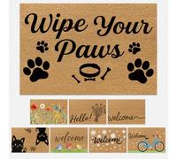 UNICRAFTALE Coir Door Mats Outdoor Welcome Matt Front Door Mat Rectangle Door Mats for Outside Entry Non-Slip Dog Print Doormat for Indoor Outdoor Home Bathroom Natural Home Accessories 76x43x1cm