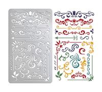 UNICRAFTALE Corner Metal Stencil for DIY Painting Vintage Flower Floral Lace Stencil Drawing Template Stainless Steel Reusable Damask Template for Scrapbooking Carving Engraving Wood Burning