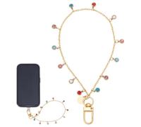 UNICRAFTALE Crystal Glass Phone Chains Stainless Steel Flat Round Rhinestone Phones Charm Cell Phone Rhinestones Wrist Strap with Swivel Clasps for Wallet Handbag Camera Cell Decoration