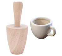 UNICRAFTALE Cup Pottery Mold Pottery Shaping Tool Wood Curved Plaster Molds Wooden Potteryes Shaper Molds with Handle Blanched Almond Ceramics Shaping Tool 84x203mm for DIY Handmade Mug Vases Clay